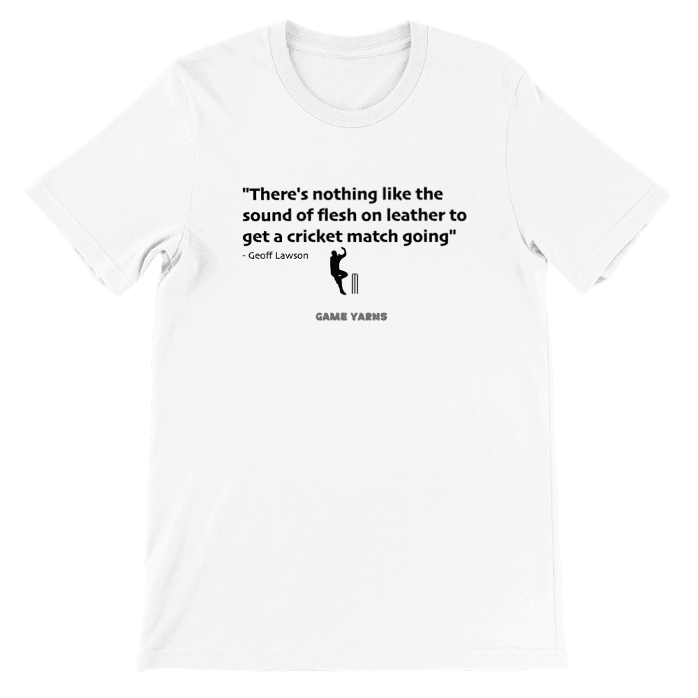 Cricket Ashes quote t-shirt by game yarns flesh on leather