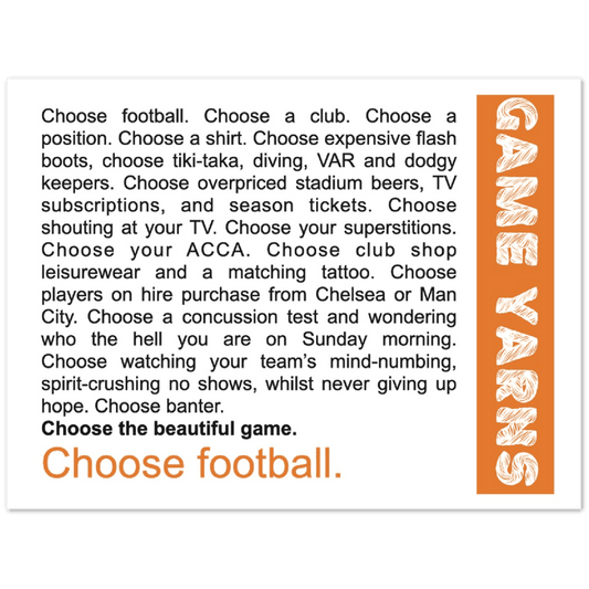 Game Yarns Choose Football Paper Poster
