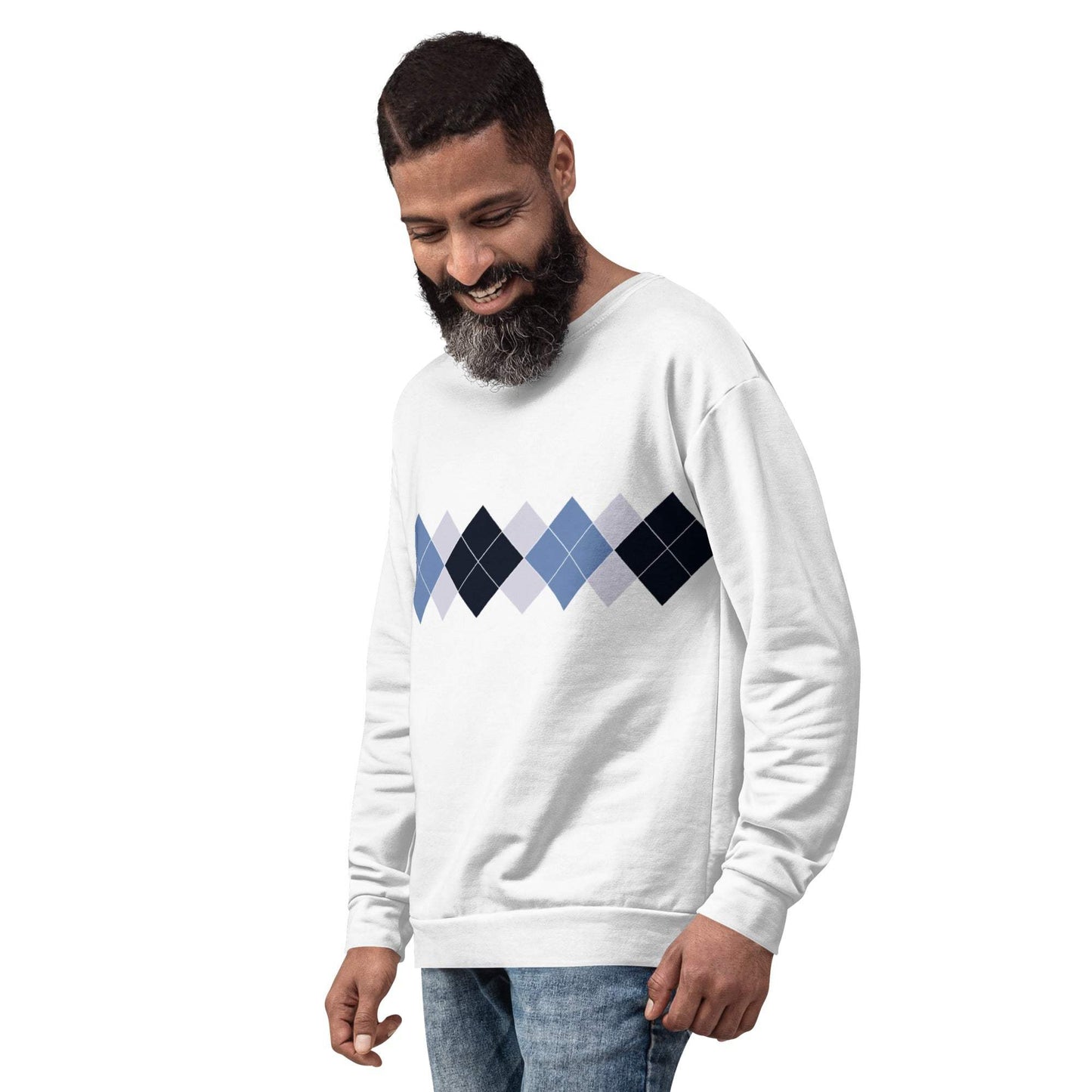 Ivan Lendl All Over Argyle Blue Sweatshirt - Game Yarns