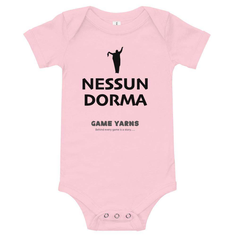 Nessun Dorma Let no-one sleep baby one piece by Game Yarns