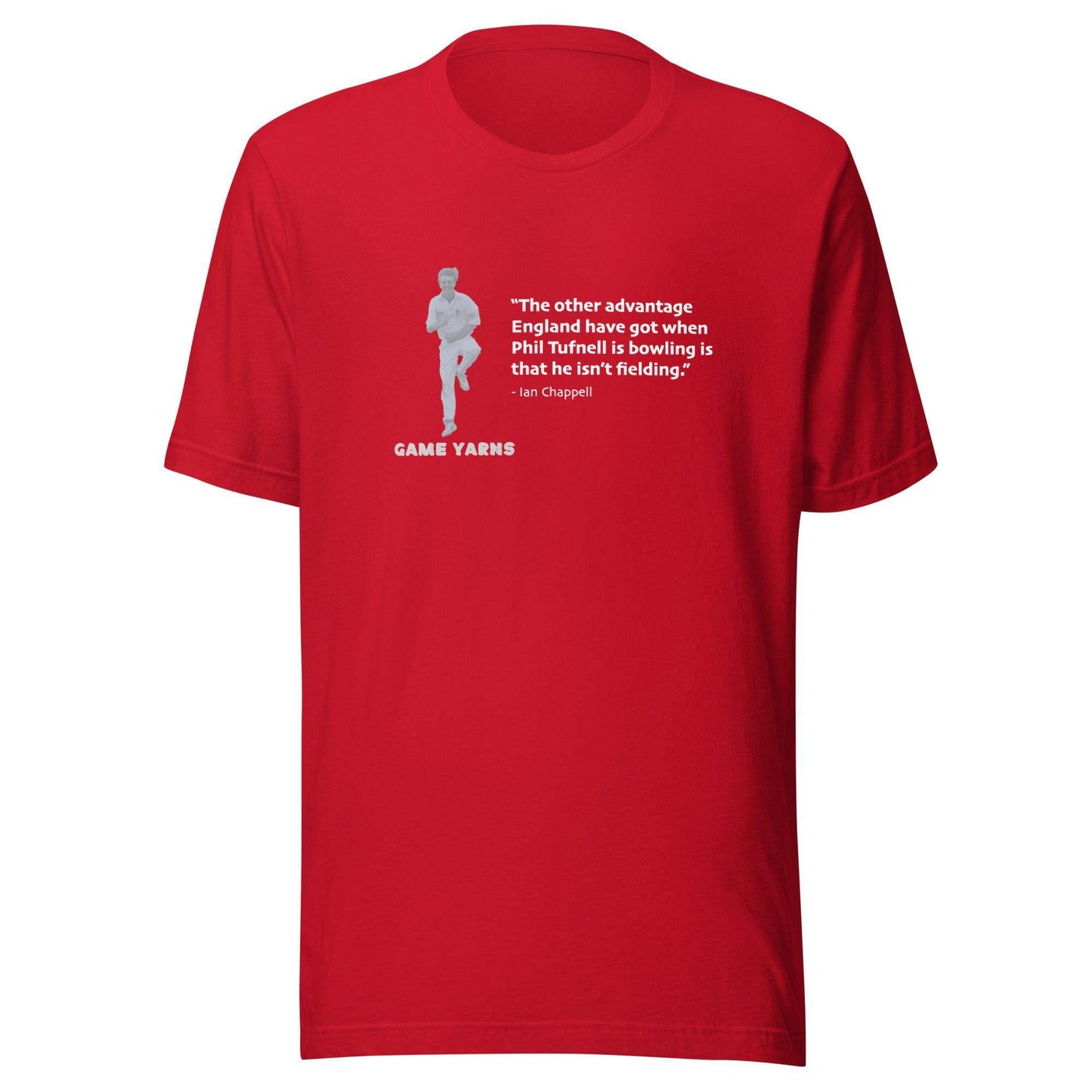 Ian Chappell on Phil Tufnell. Cricket T-shirt by Game Yarns