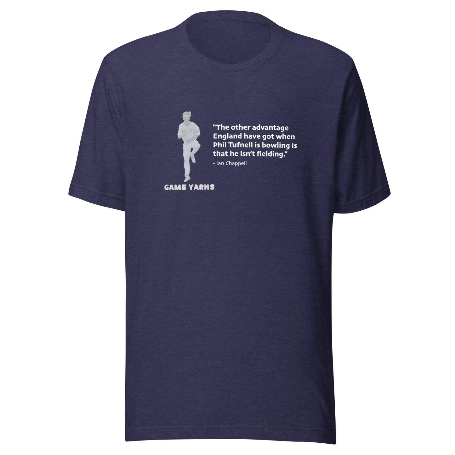 Ian Chappell on Phil Tufnell. Cricket T-shirt by Game Yarns