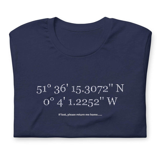 If lost please return to home. Spurs fans GPS location for happiness. Football T-shirt by Game Yarns