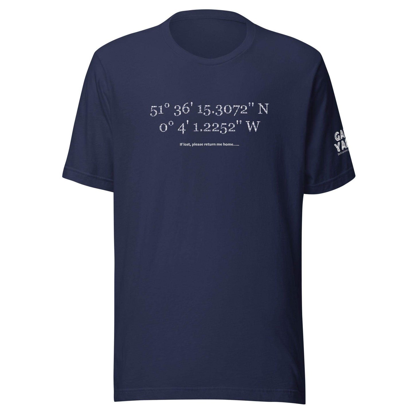 If lost please return to home. Spurs fans GPS location for happiness. Football T-shirt by Game Yarns