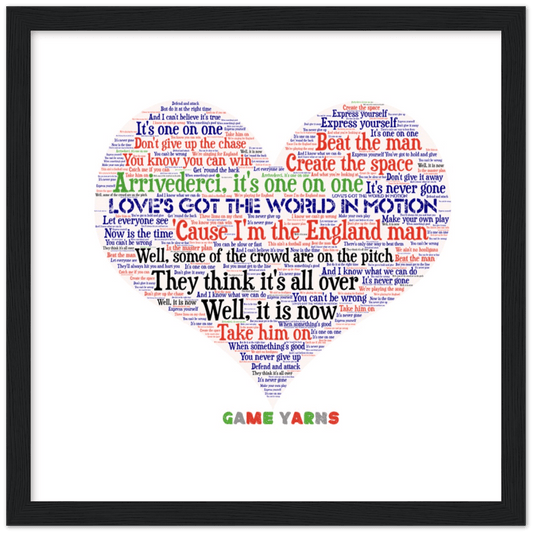 World In Motion Game Yarns Love Framed Poster - Game Yarns
