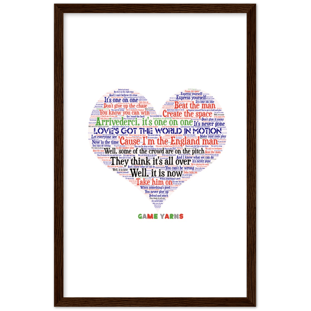 World In Motion Game Yarns Love Framed Poster - Game Yarns