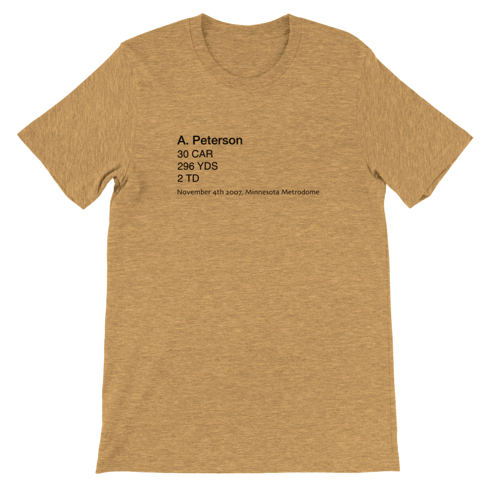 Adrian Peterson Most Yards Rushed NFL T-Shirt - Game Yarns