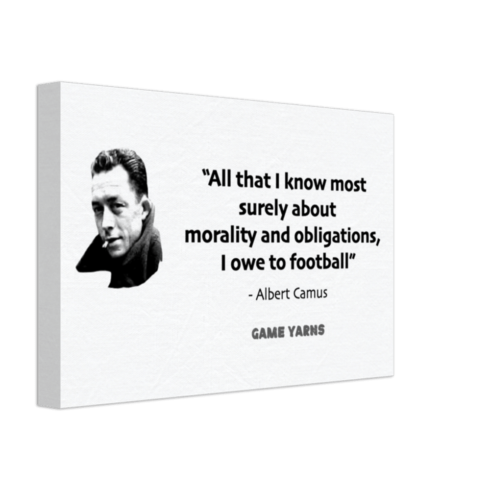 Albert Camus Philosophy Football Canvas Print - Game Yarns