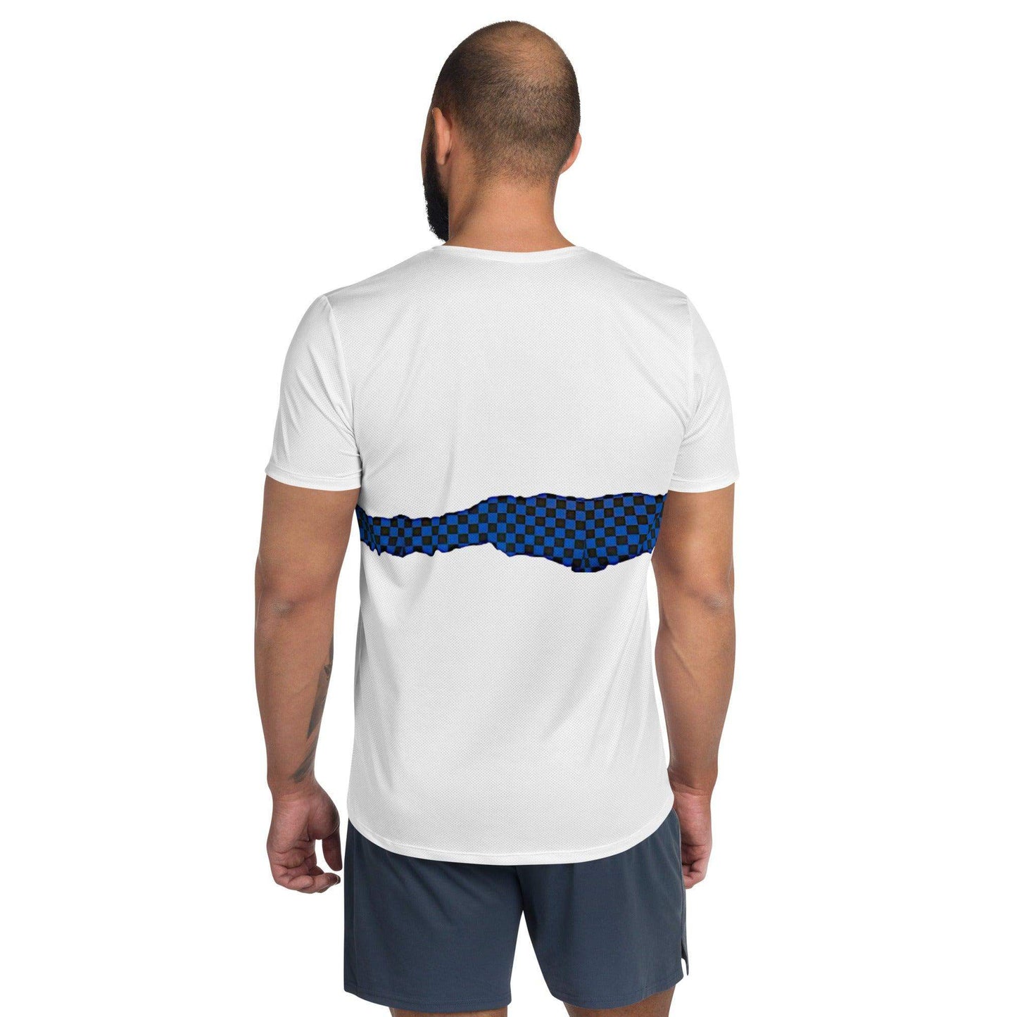 John McEnroe Blue Check White Athletic T-shirt