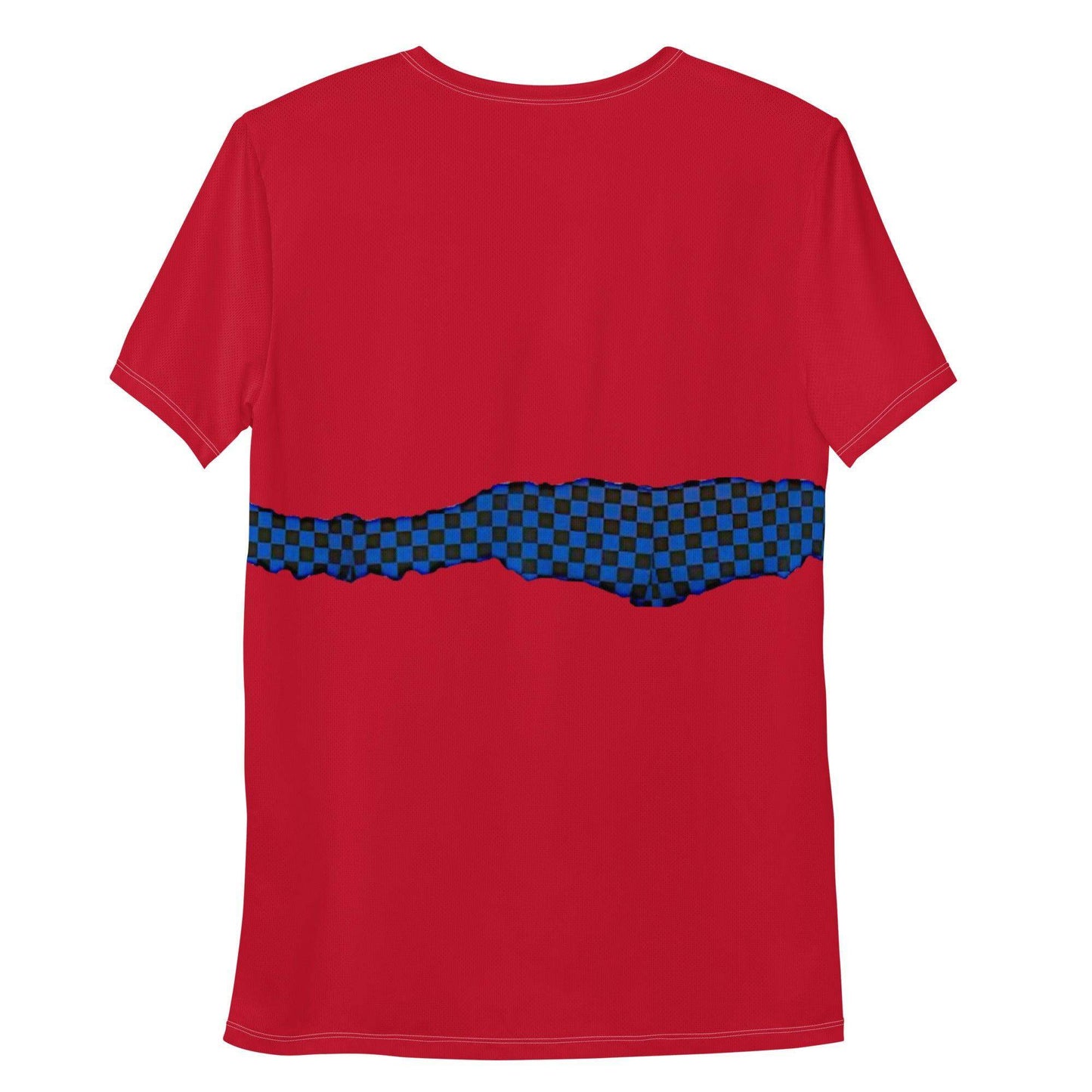 John McEnroe Blue Check Red Athletic T-shirt