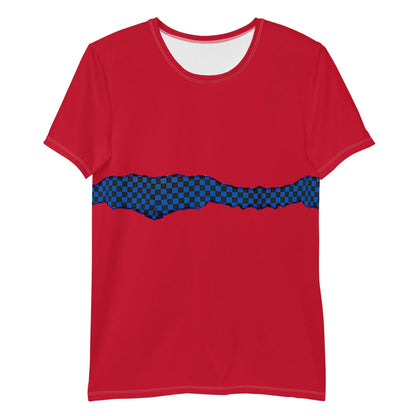 John McEnroe Blue Check Red Athletic T-shirt