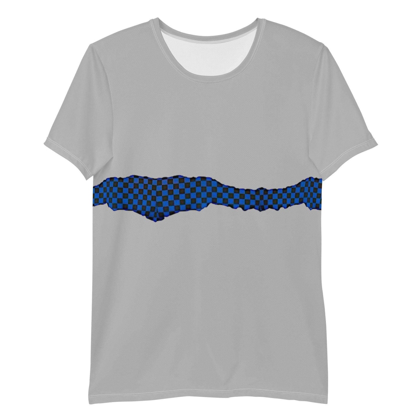 John McEnroe Blue Check Grey Athletic T-shirt