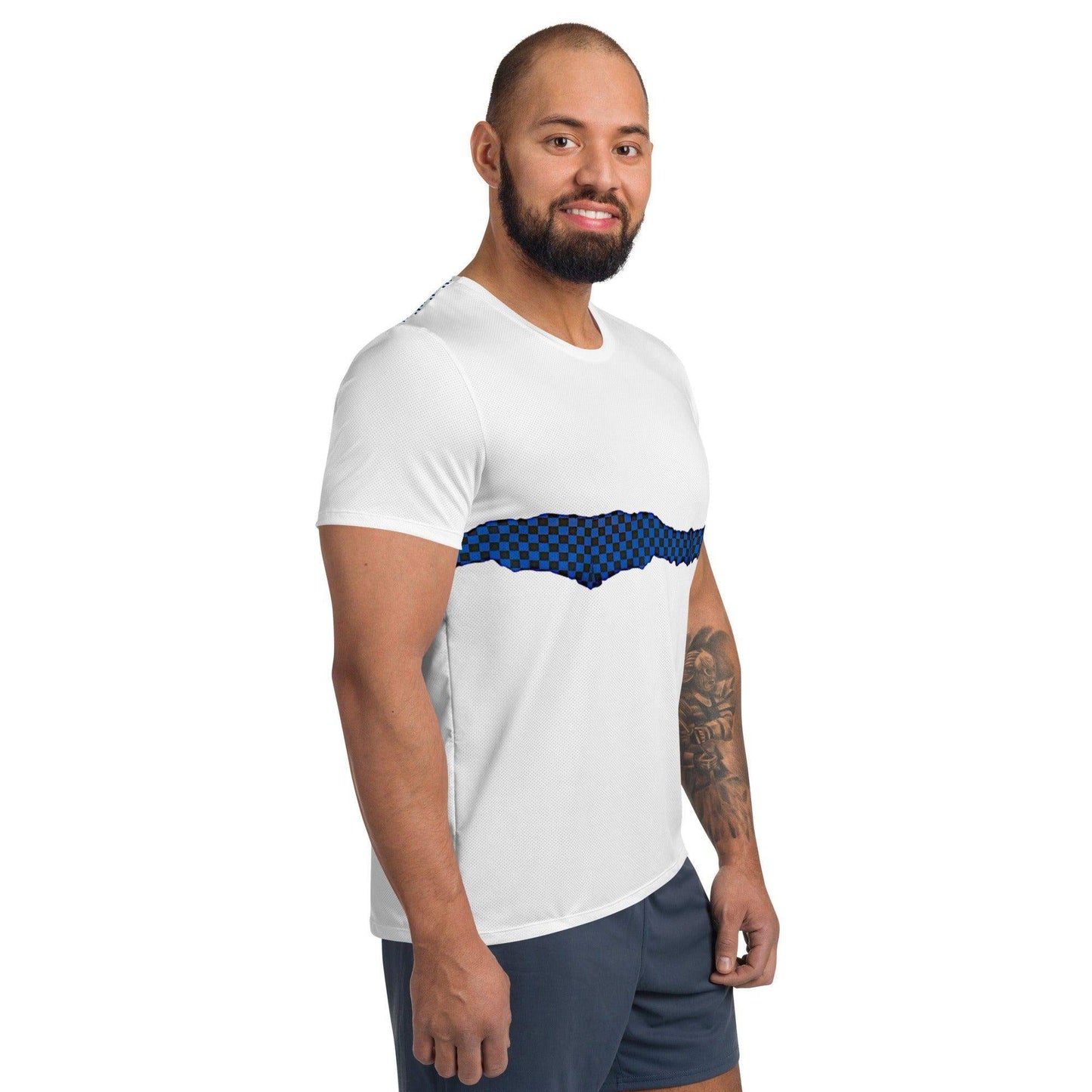 John McEnroe Blue Check White Athletic T-shirt