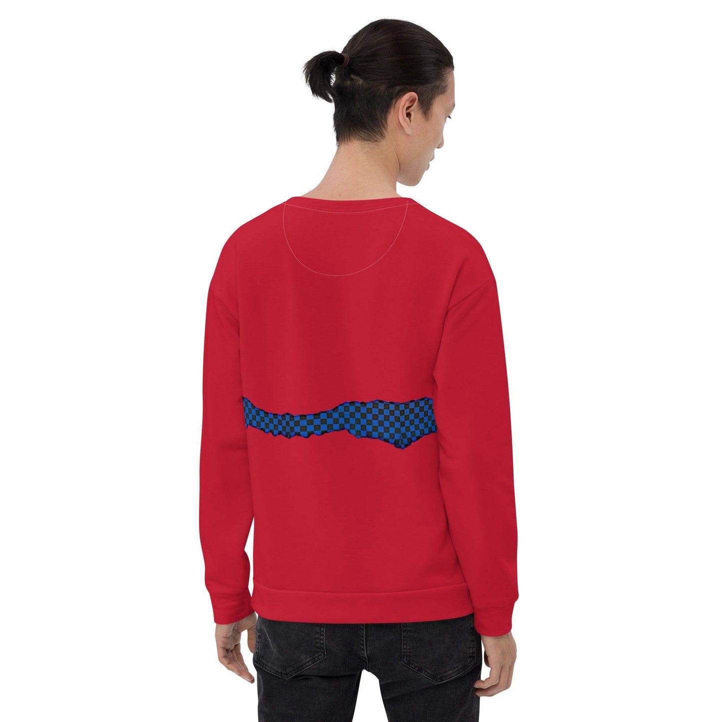 McEnroe Blue Check All Over Red Sweatshirt