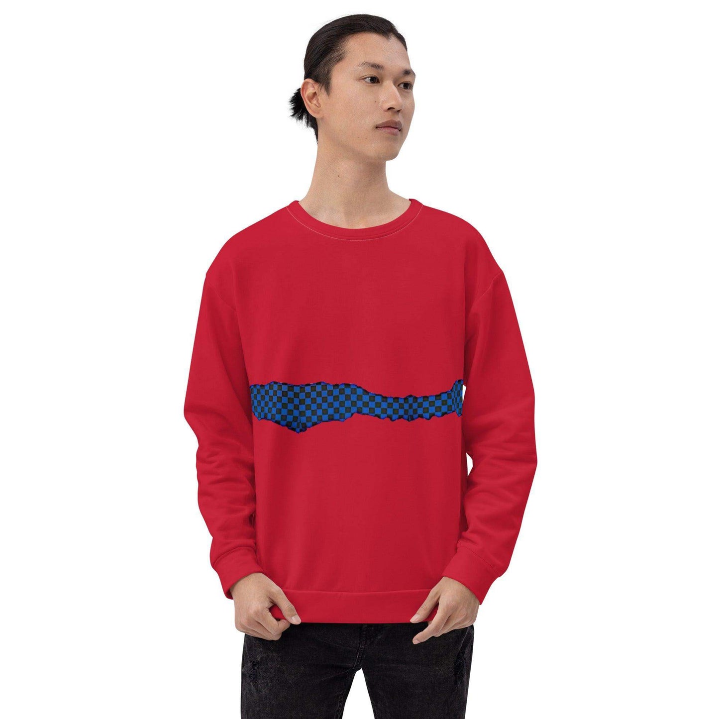 McEnroe Blue Check All Over Red Sweatshirt