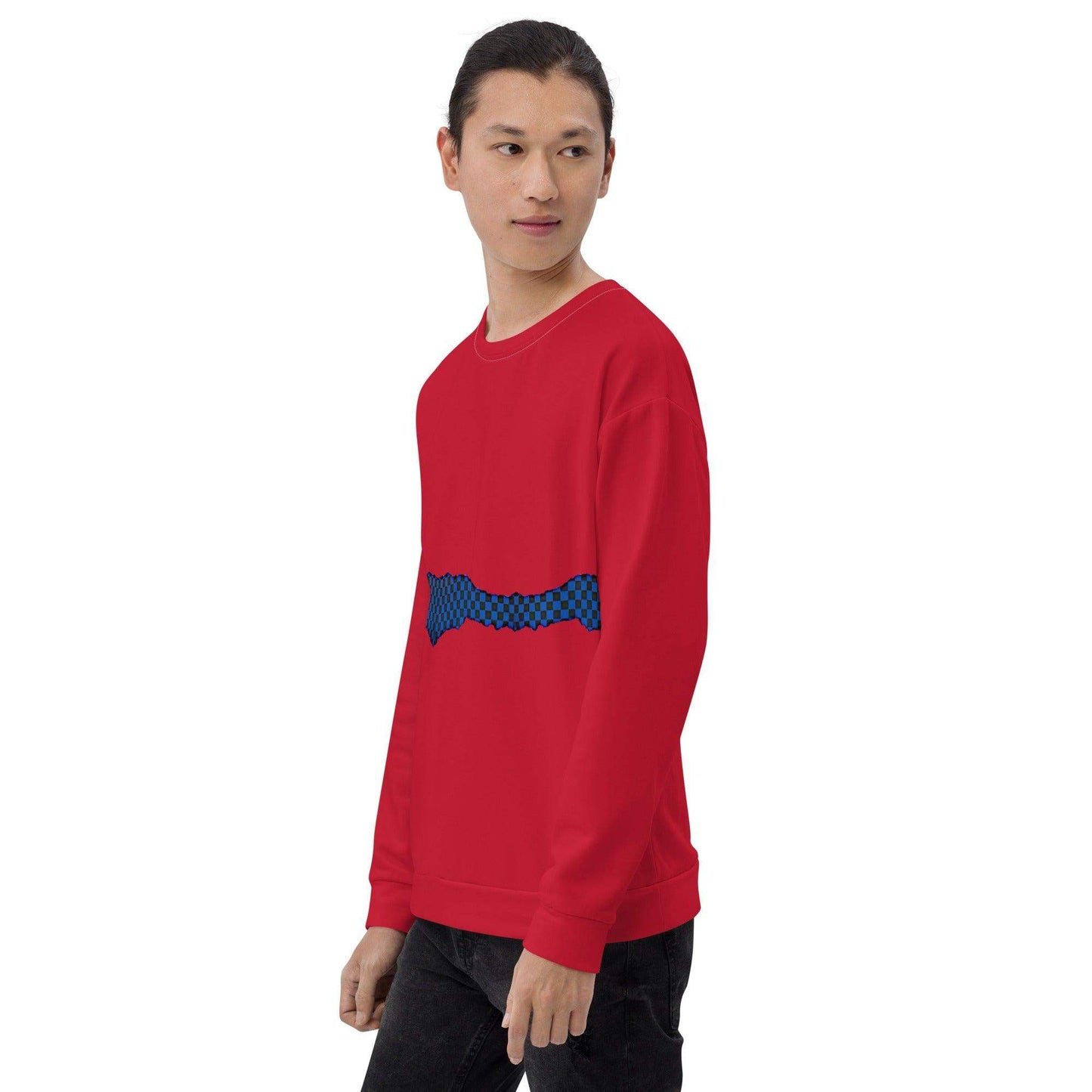 McEnroe Blue Check All Over Red Sweatshirt