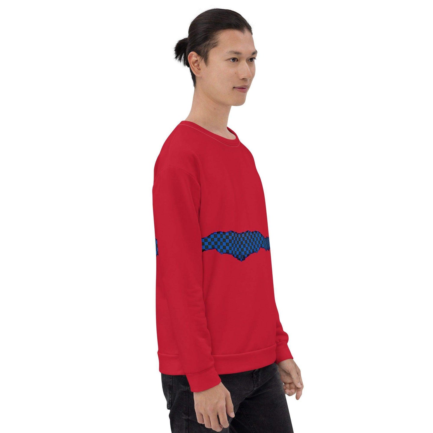 McEnroe Blue Check All Over Red Sweatshirt