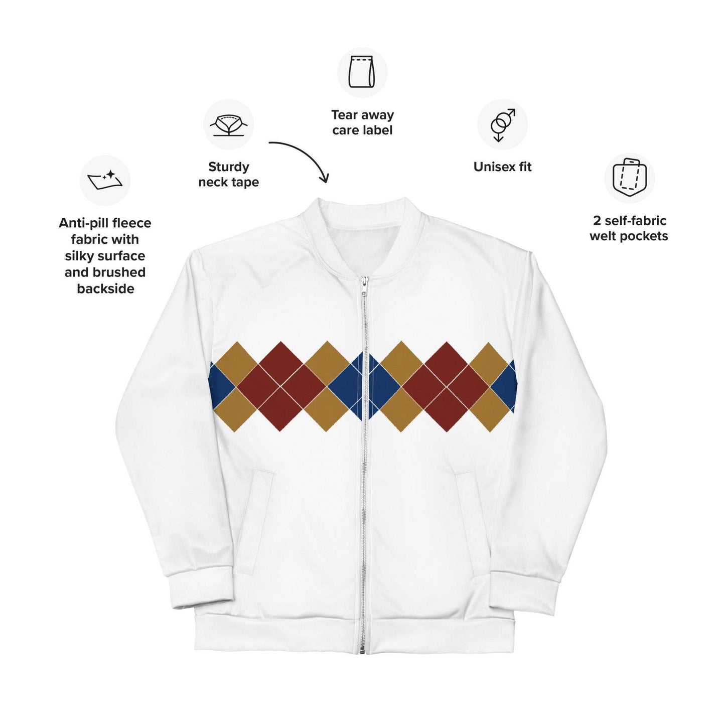 Ivan Lendl Blue Mustard Argyle Bomber Jacket