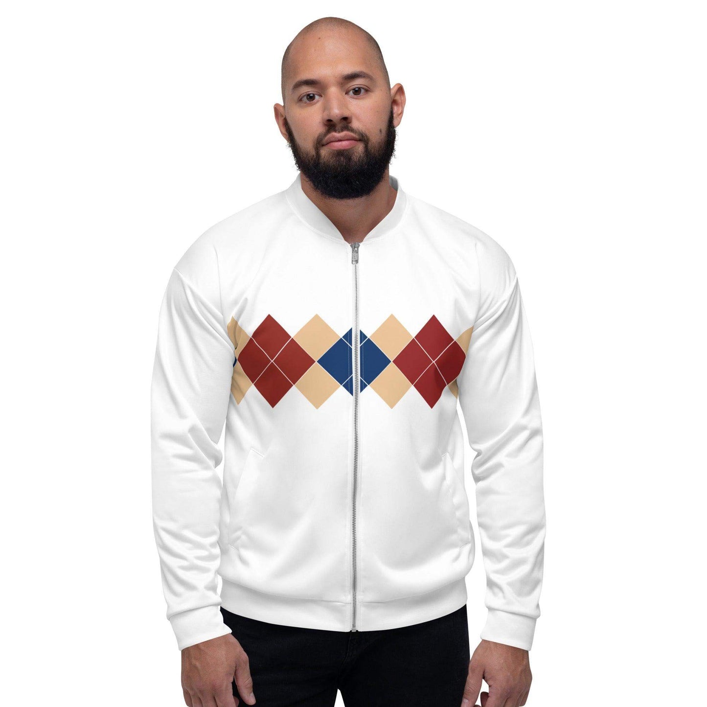 Ivan Lendl Gold Blue Argyle Bomber Jacket