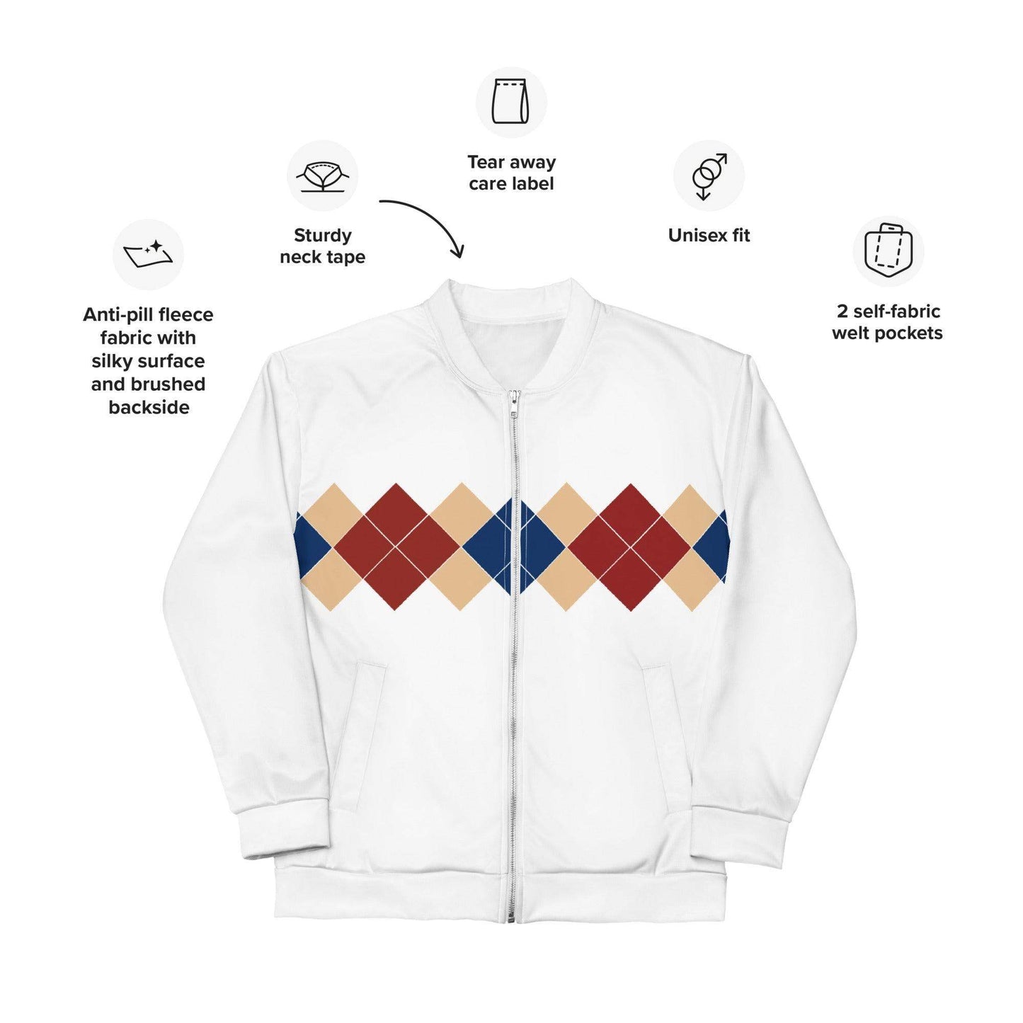 Ivan Lendl Gold Blue Argyle Bomber Jacket