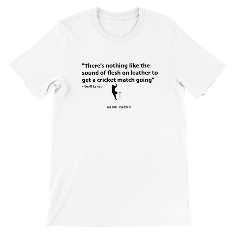 Cricket Ashes quote t-shirt by game yarns flesh on leather