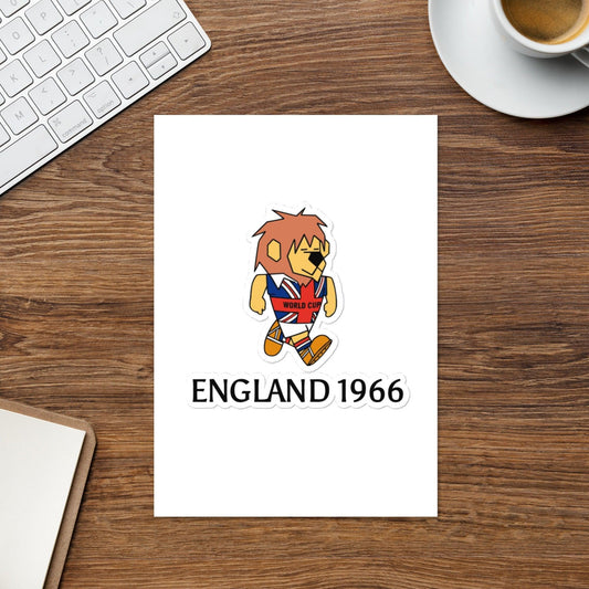 England World Cup Willie 1966 sticker - Game Yarns