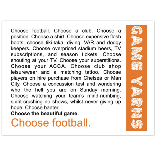 Game Yarns Choose Football Paper Poster