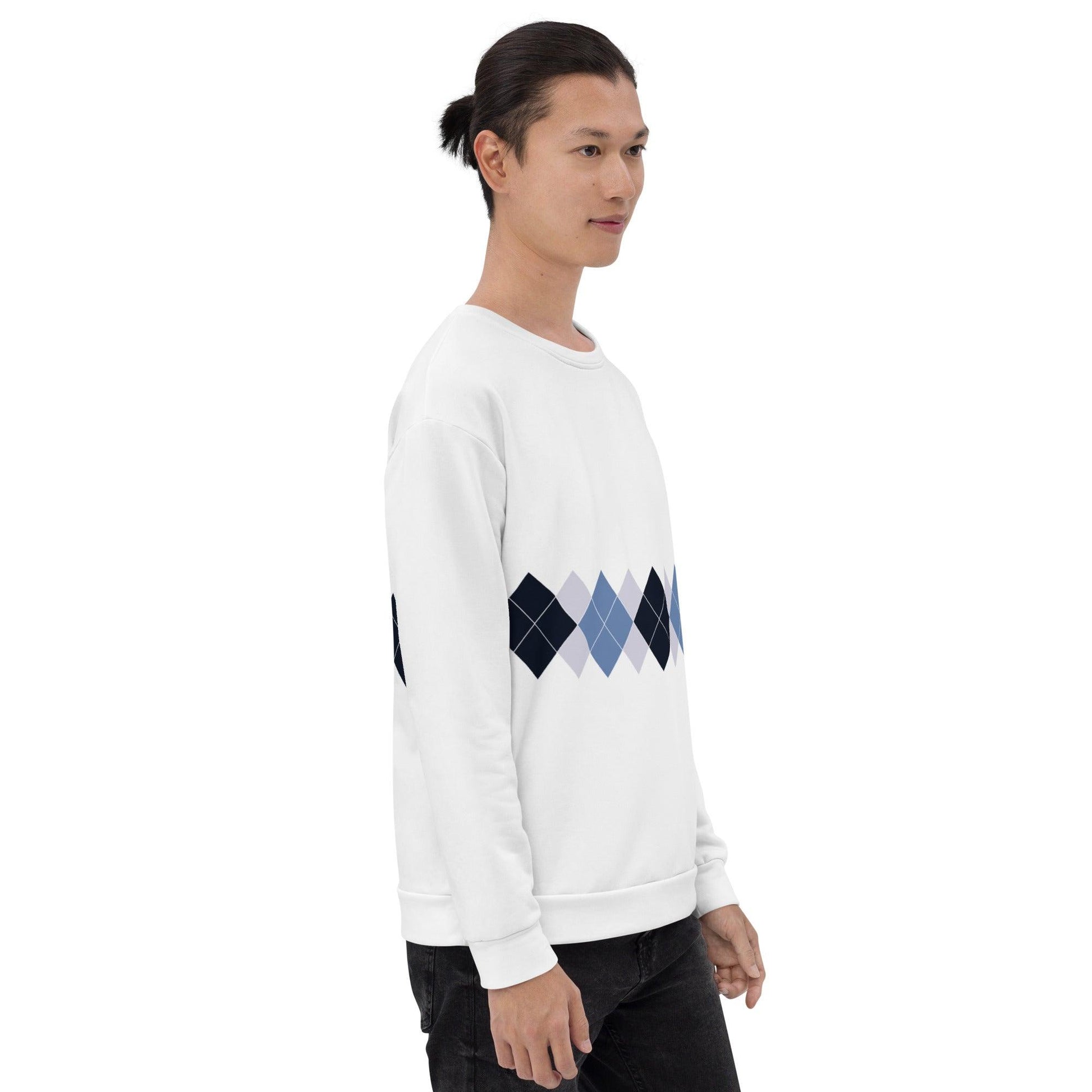 Ivan Lendl All Over Argyle Blue Sweatshirt - Game Yarns