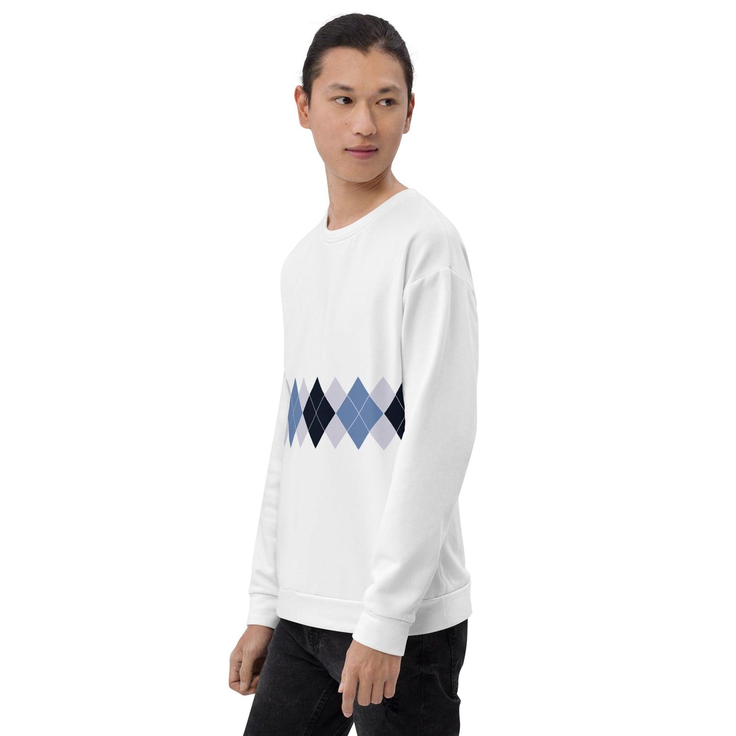 Ivan Lendl All Over Argyle Blue Sweatshirt - Game Yarns