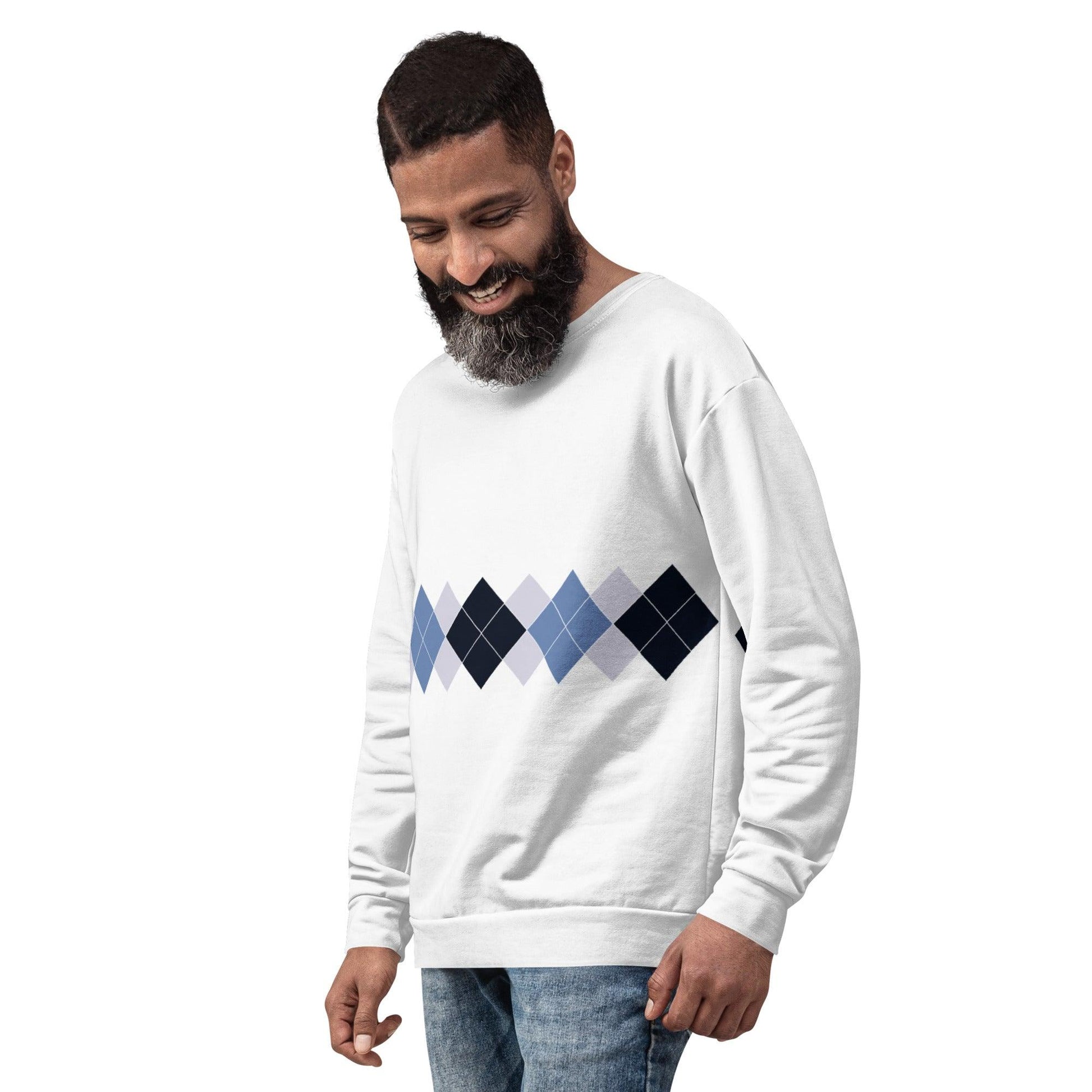 Ivan Lendl All Over Argyle Blue Sweatshirt - Game Yarns