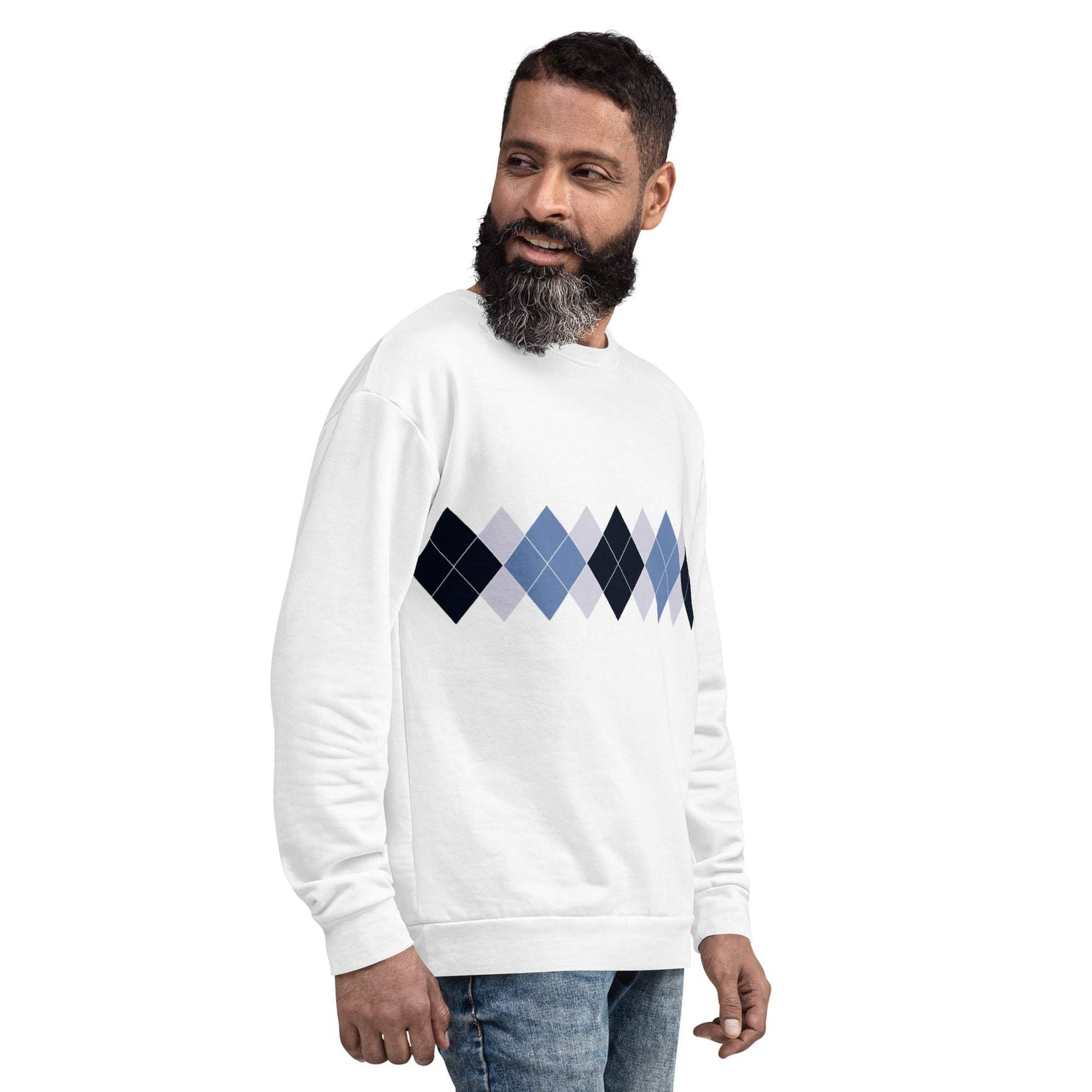 Ivan Lendl All Over Argyle Blue Sweatshirt - Game Yarns