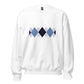 Ivan Lendl Argyle Blue Grey Front Only Sweatshirt - Game Yarns