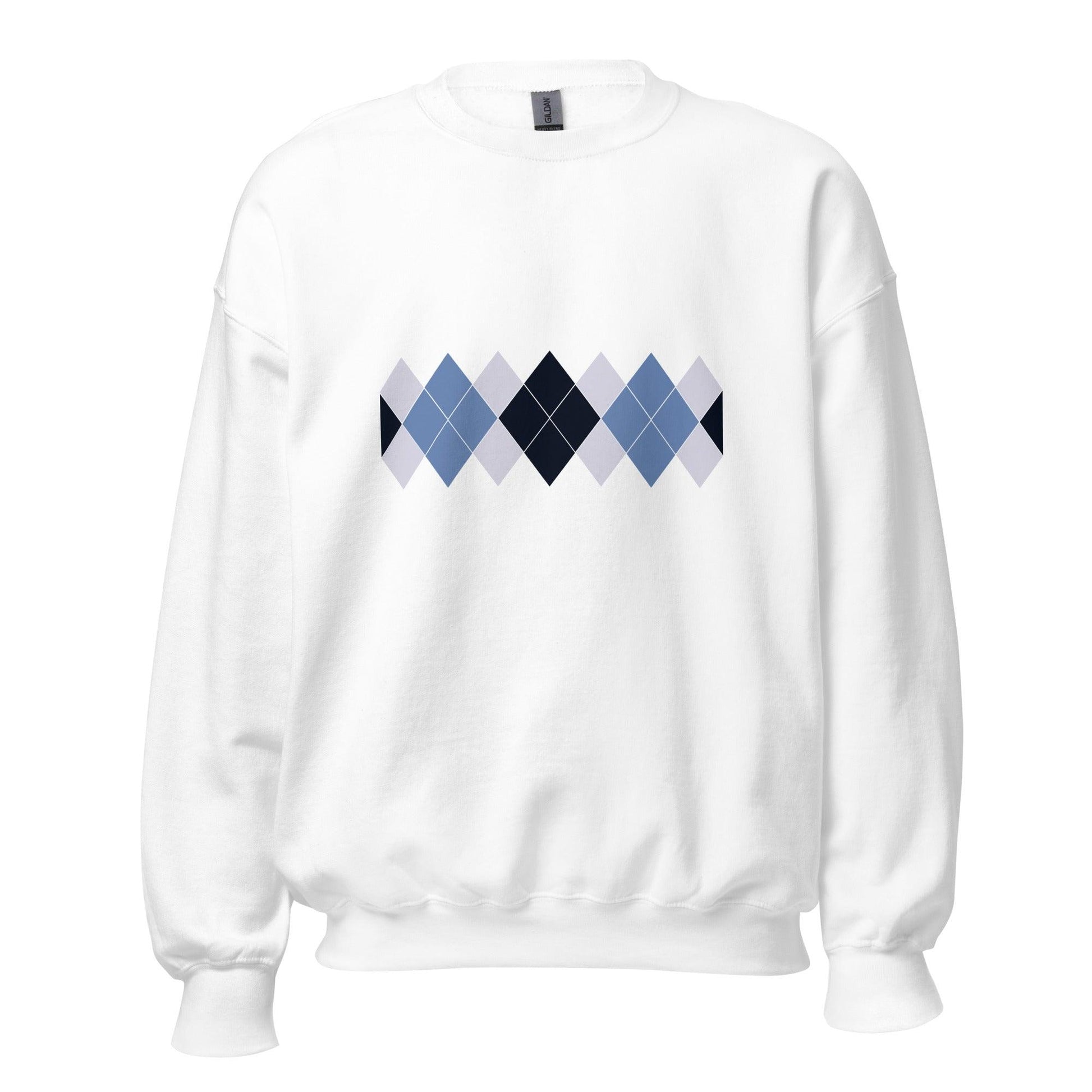 Ivan Lendl Argyle Blue Grey Front Only Sweatshirt - Game Yarns