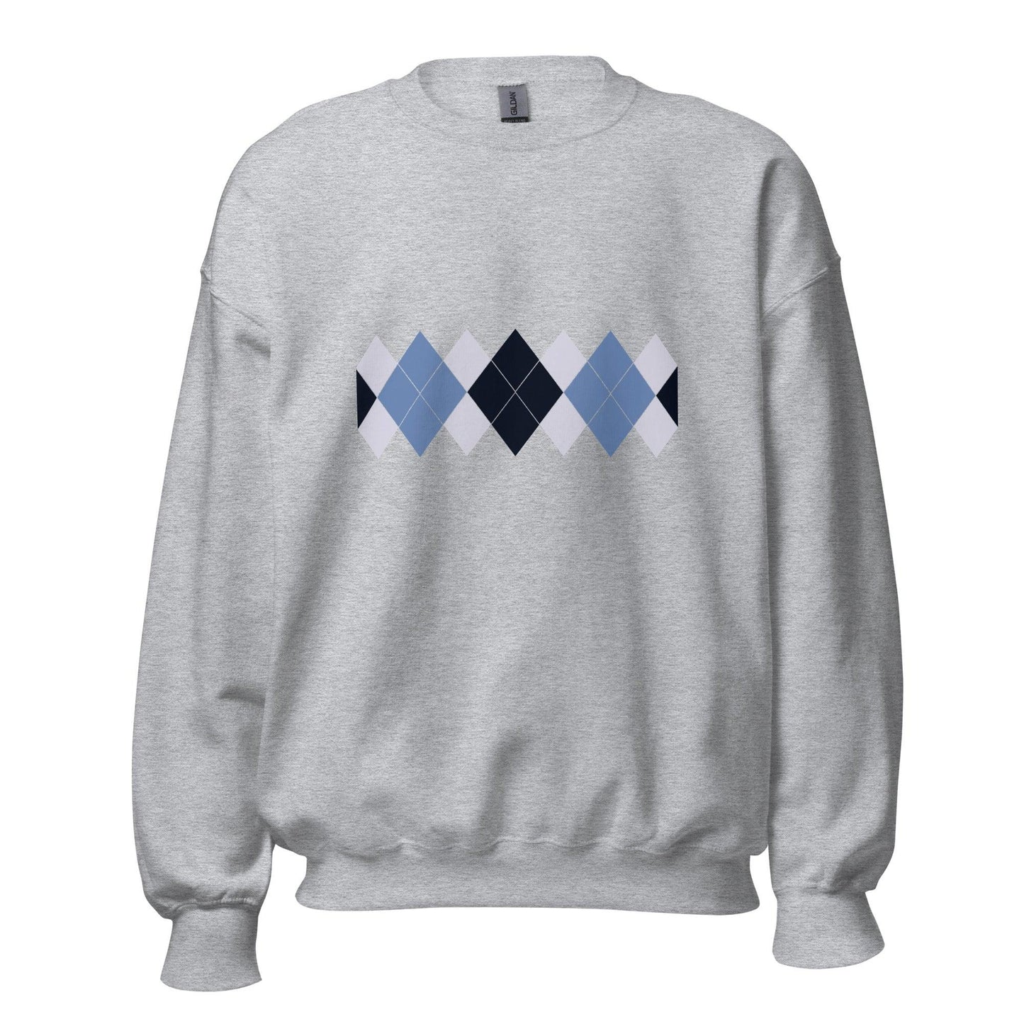 Ivan Lendl Argyle Blue Grey Front Only Sweatshirt - Game Yarns