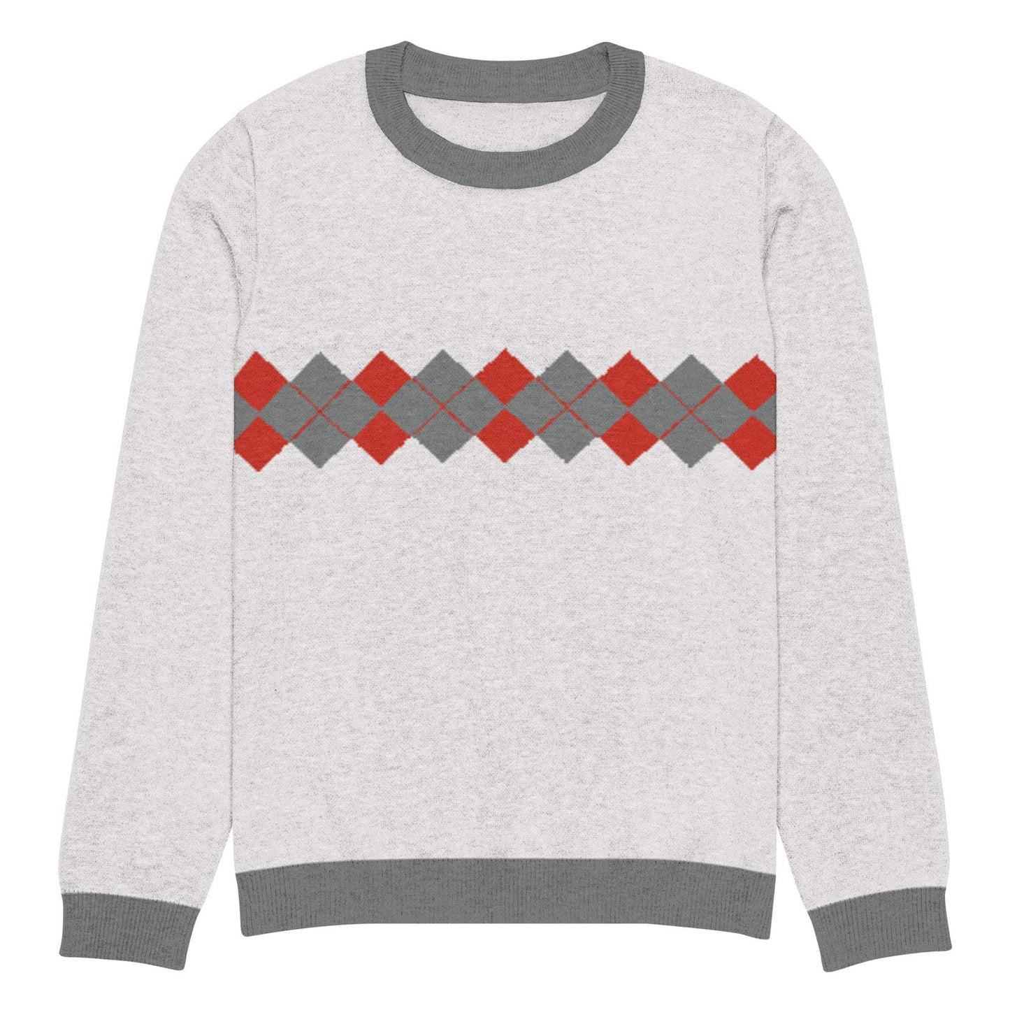 Ivan Lendl Argyle Red Grey Knitted Sweater - Game Yarns