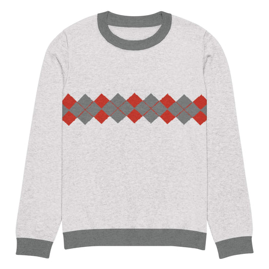 Ivan Lendl Argyle Red Grey Knitted Sweater - Game Yarns