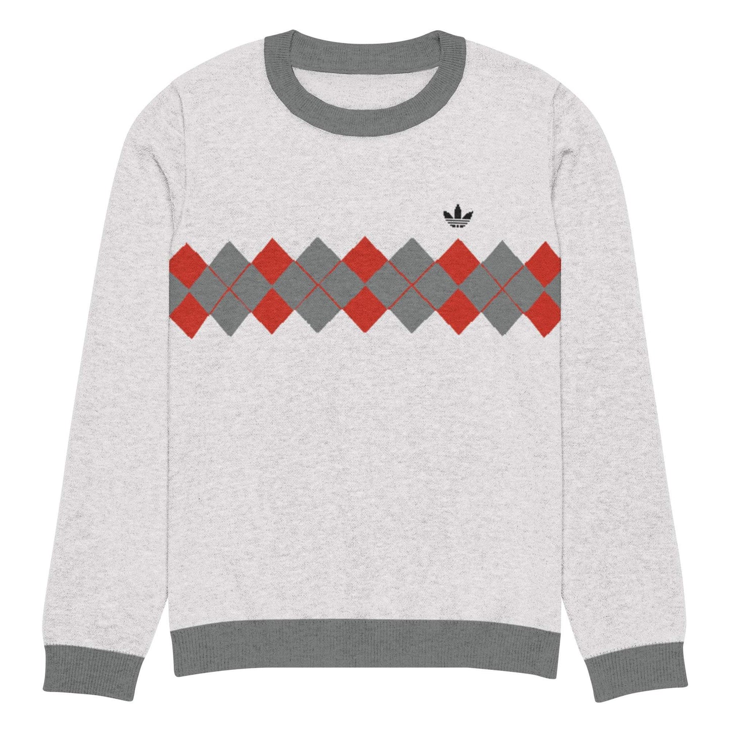 Ivan Lendl Argyle Red Grey Knitted Sweater - Game Yarns