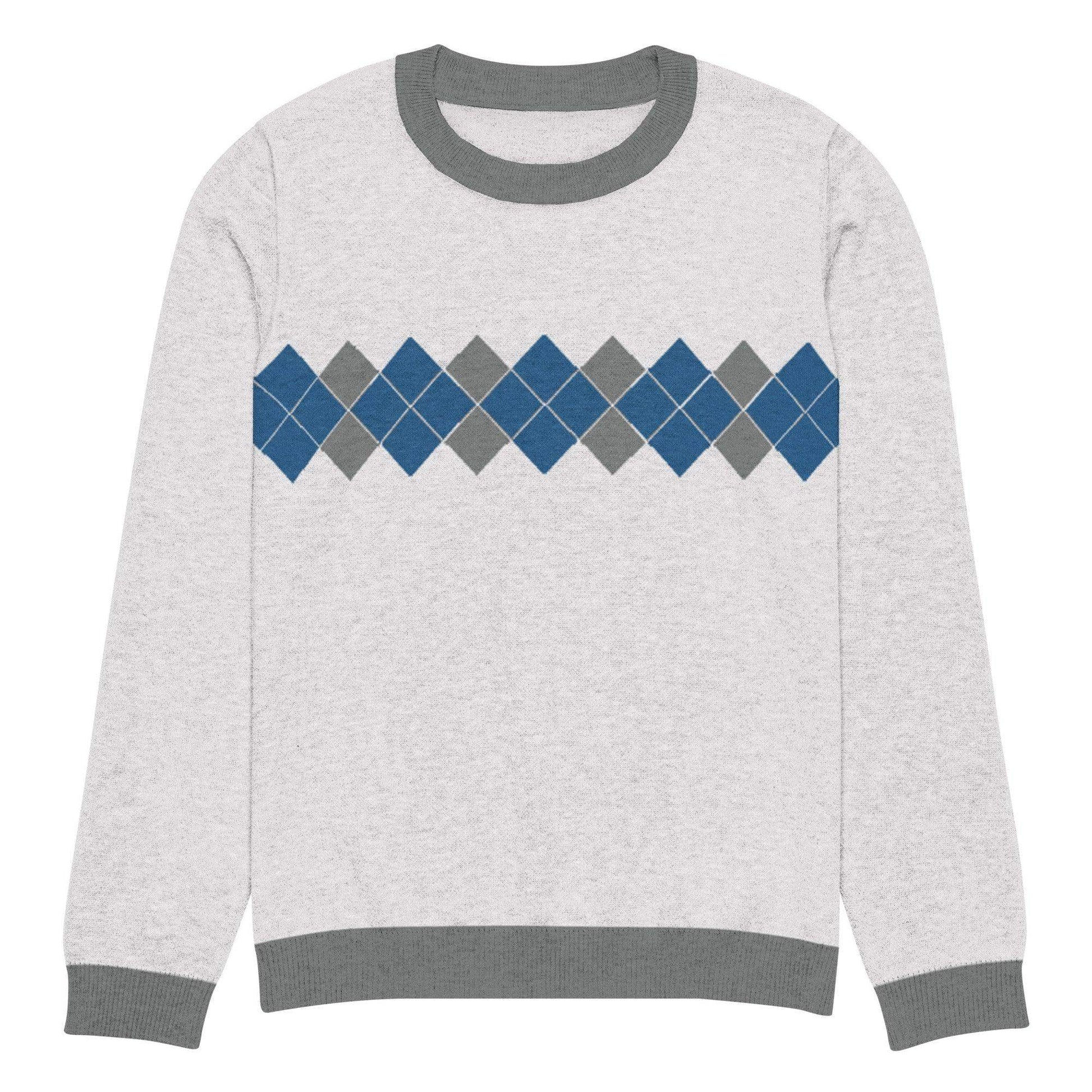 Ivan Lendl Blue Grey Argyle Knitted Sweater - Game Yarns