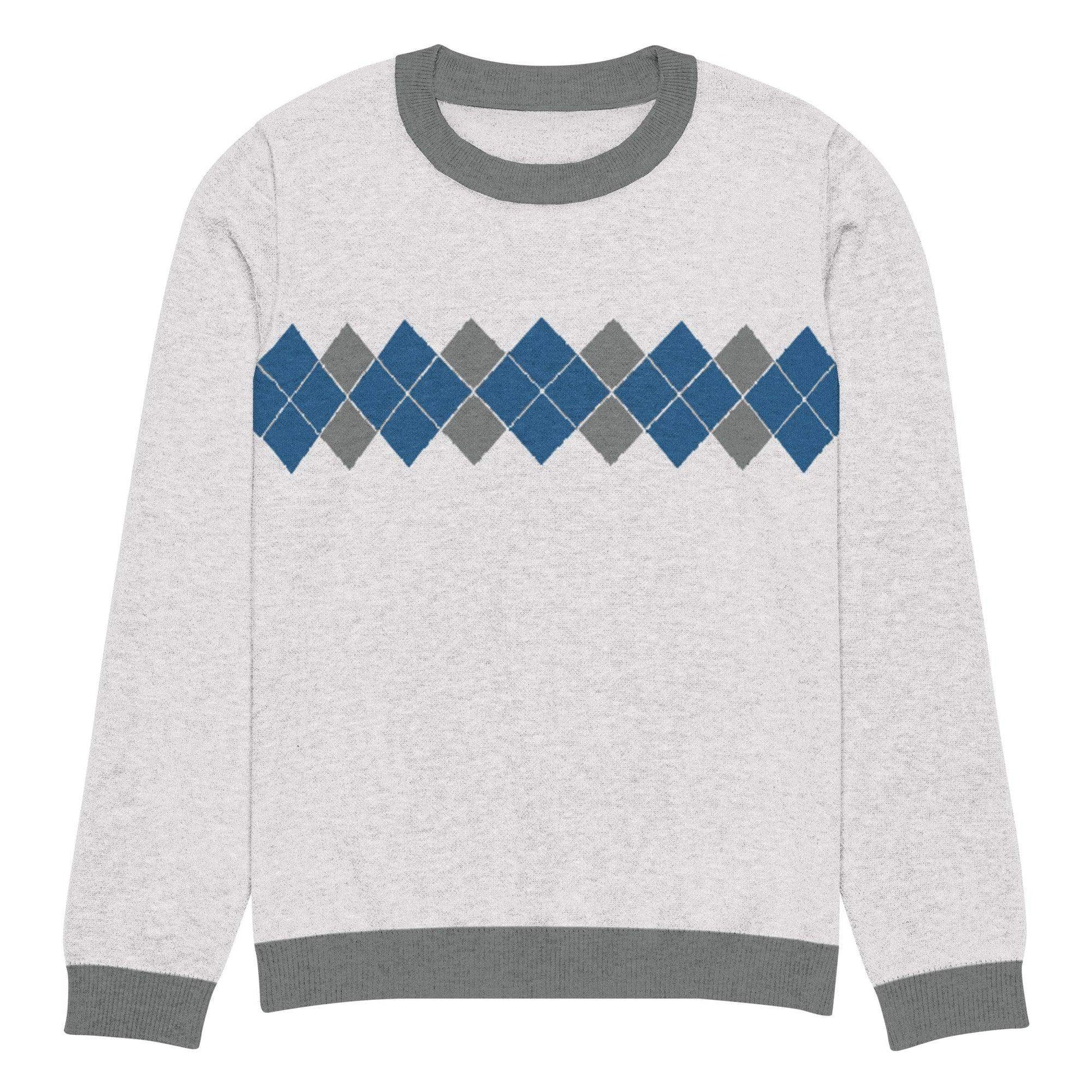 Ivan Lendl Blue Grey Argyle Knitted Sweater - Game Yarns