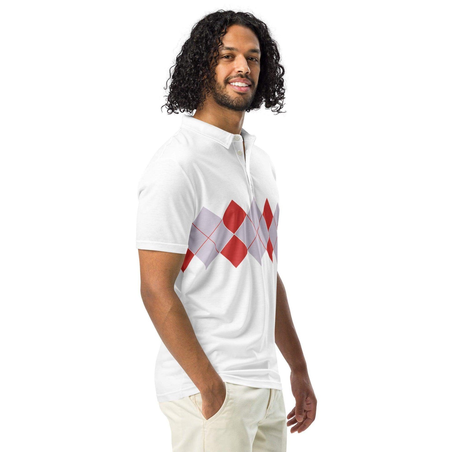 Ivan Lendl Red Grey Argyle Polo Shirt - Game Yarns