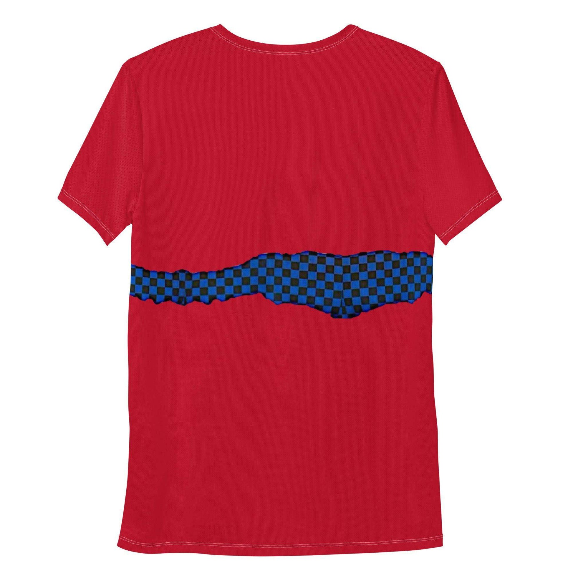 John McEnroe Blue Check Red Athletic T-shirt - Game Yarns