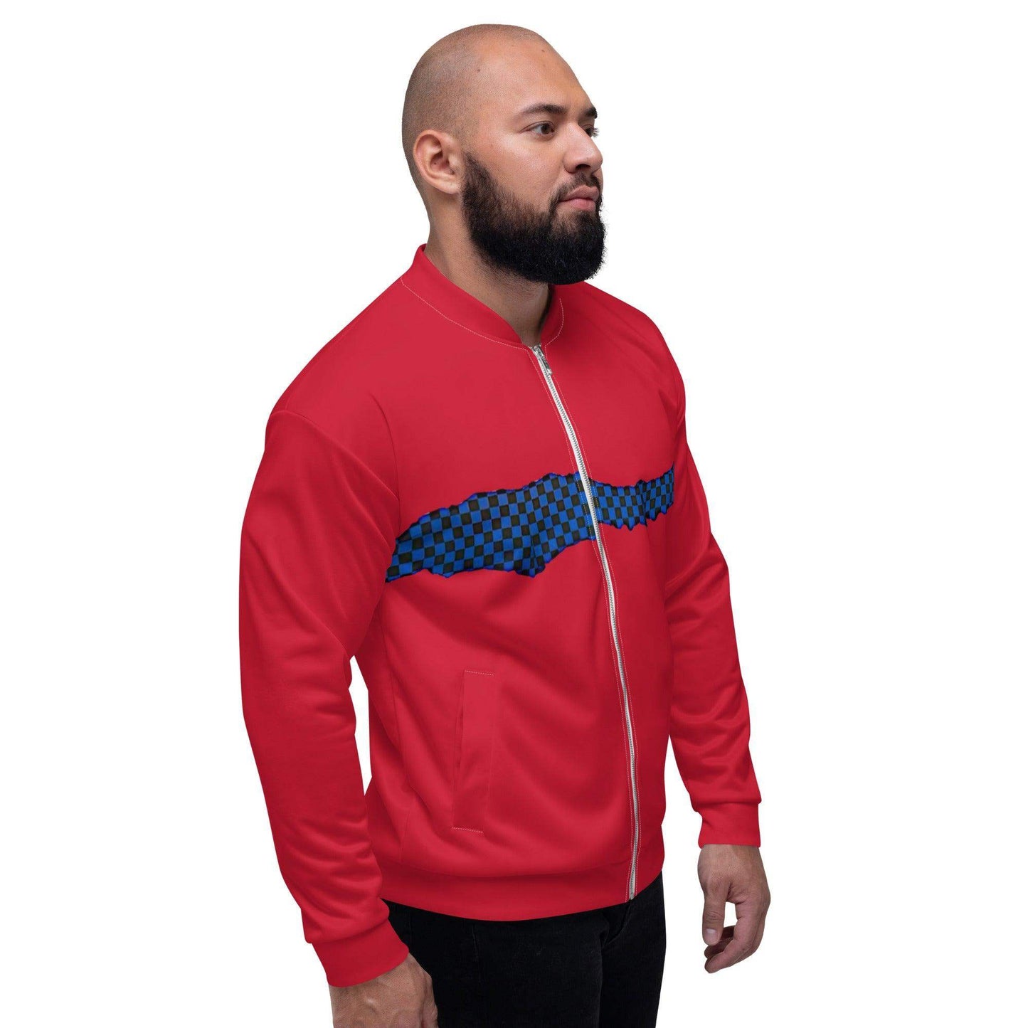 McEnroe Blue Check Red Bomber Jacket - Game Yarns