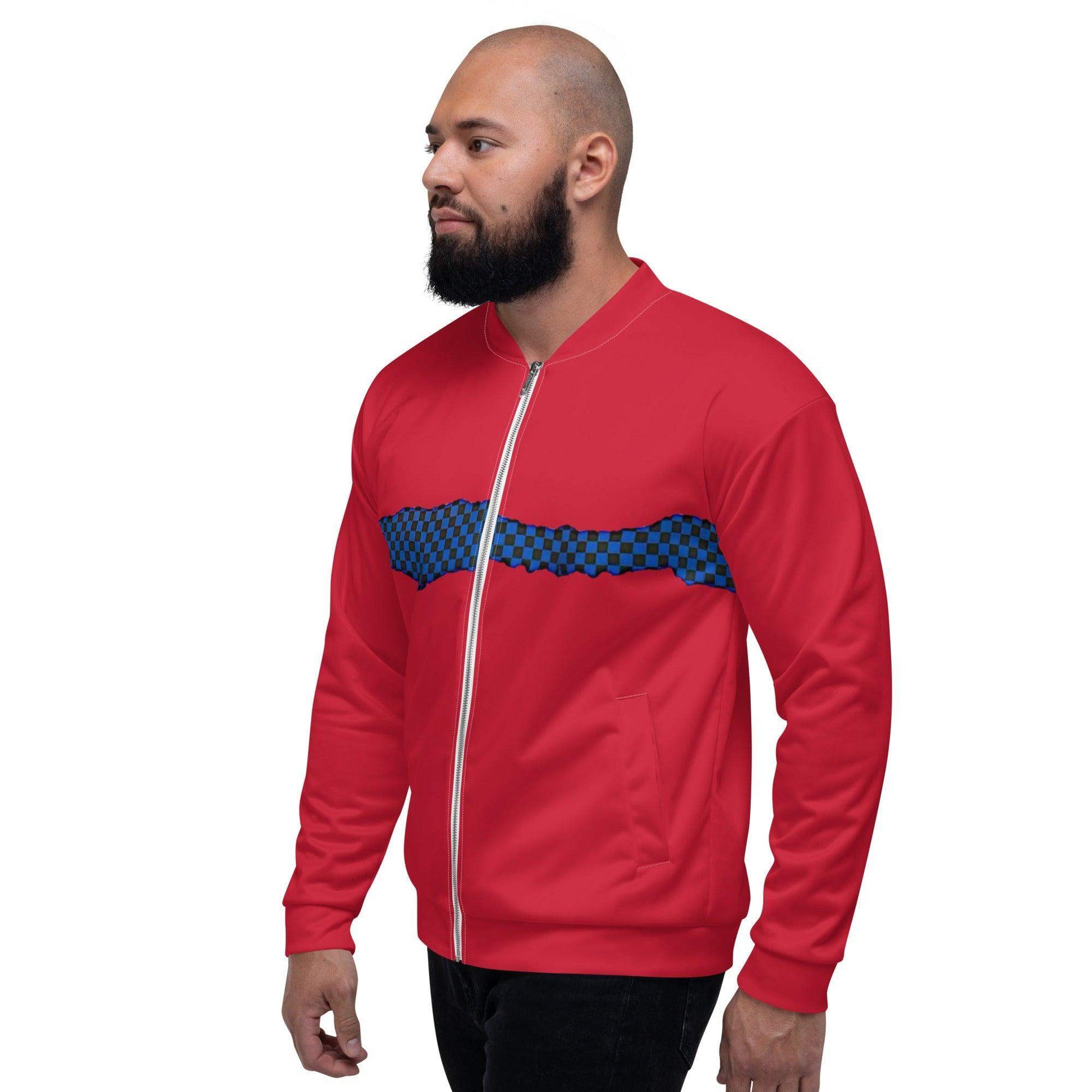 McEnroe Blue Check Red Bomber Jacket - Game Yarns