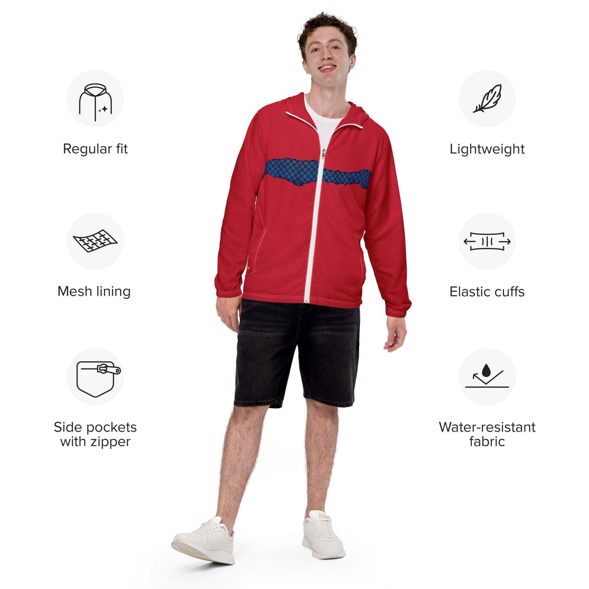 McEnroe Blue Check Red Windbreaker - Game Yarns