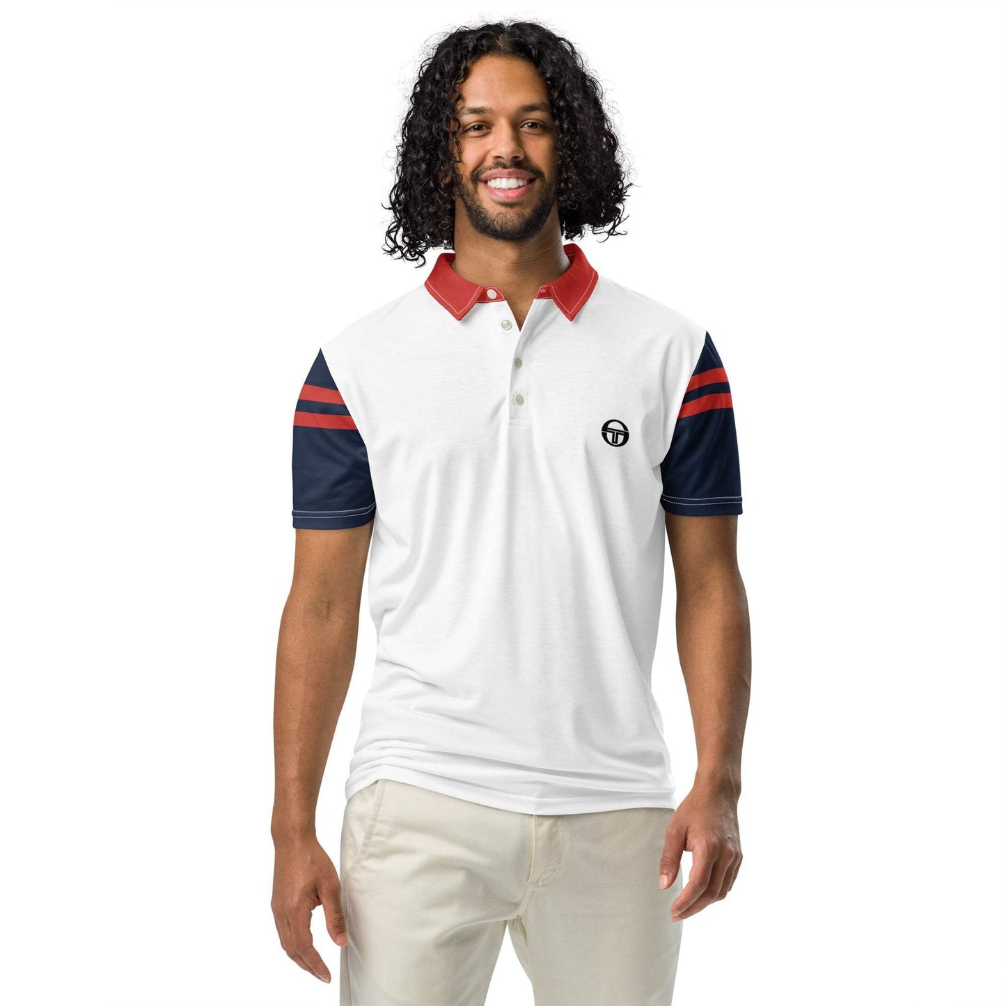 McEnroe Cortona Blue Red Polo Shirt - Game Yarns