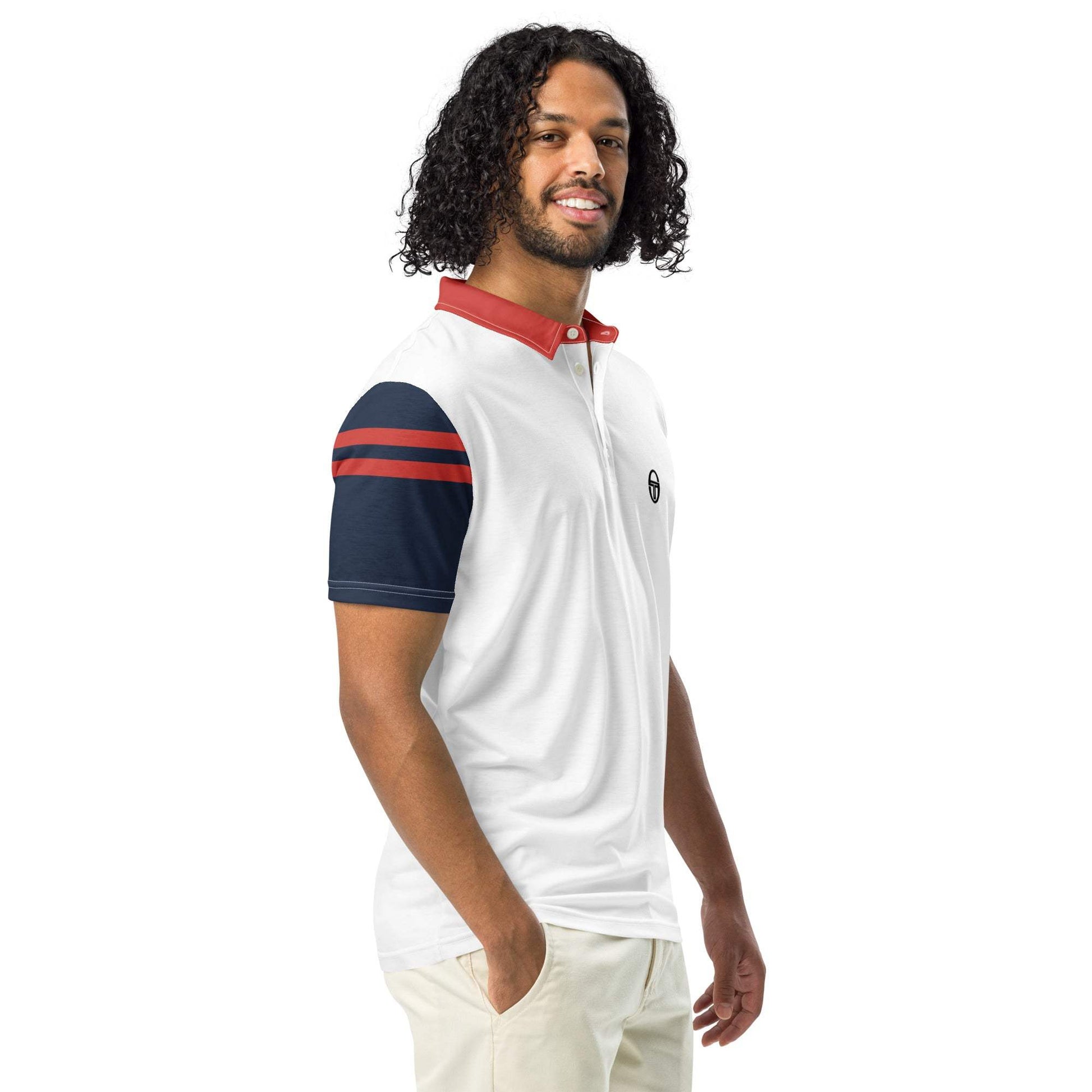 McEnroe Cortona Blue Red Polo Shirt - Game Yarns