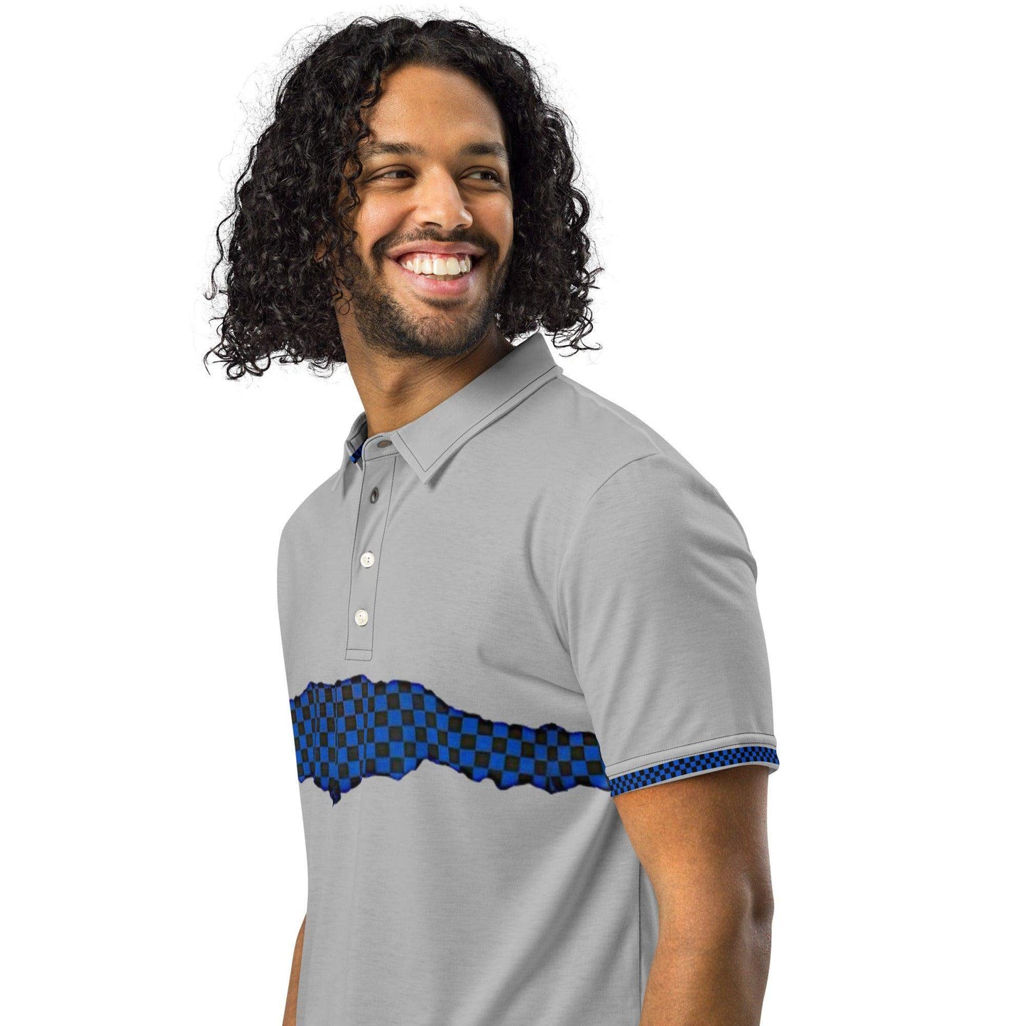 McEnroe Dark Grey Blue Check Polo Shirt - Game Yarns