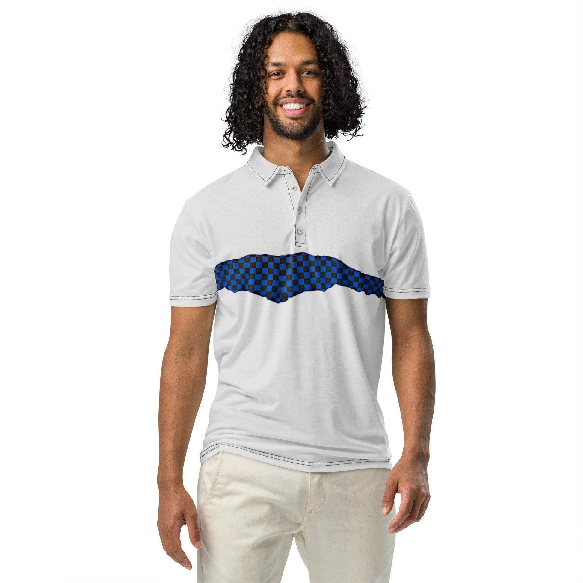 McEnroe Grey Blue Check polo shirt - Game Yarns