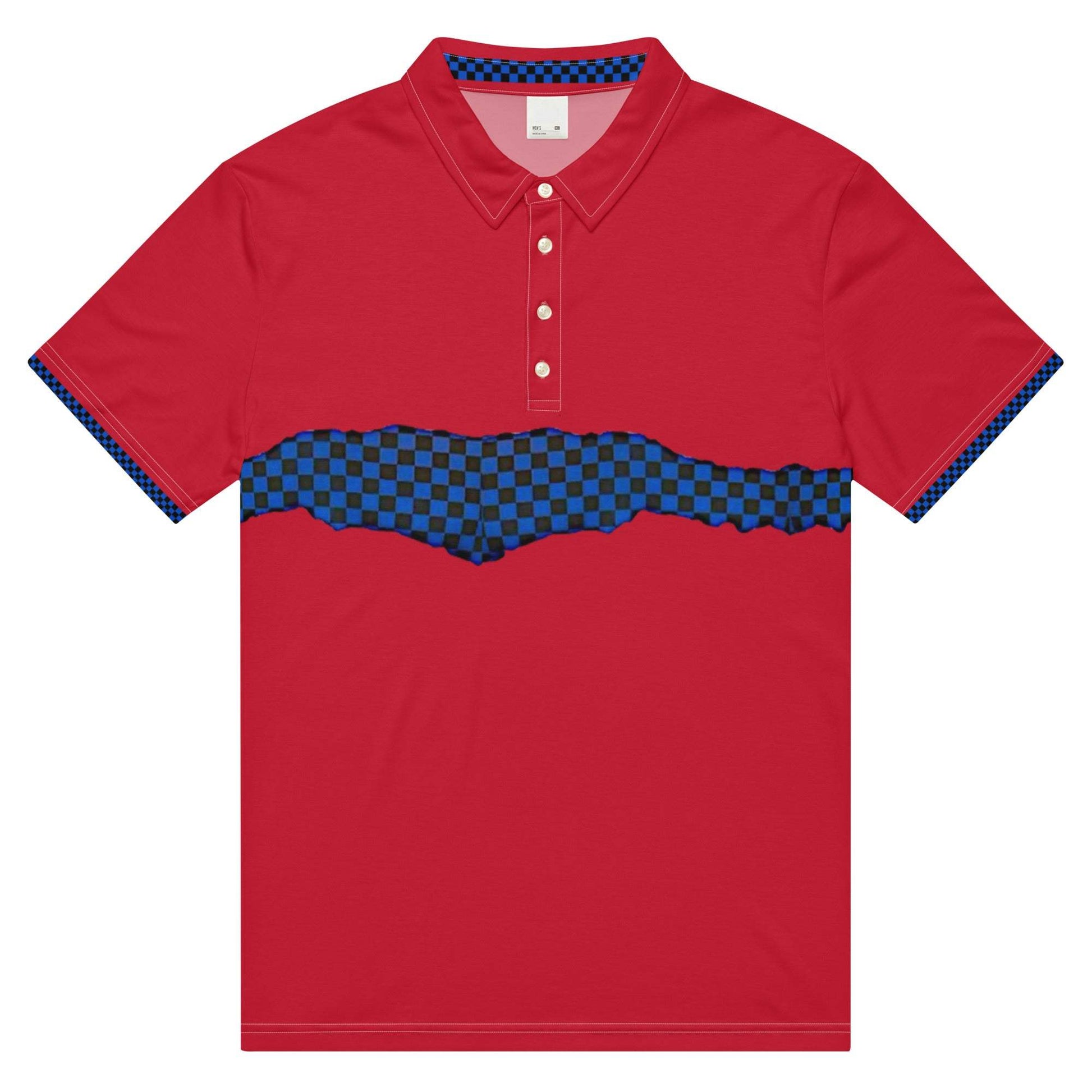 McEnroe Retro Red Blue Check polo - Game Yarns