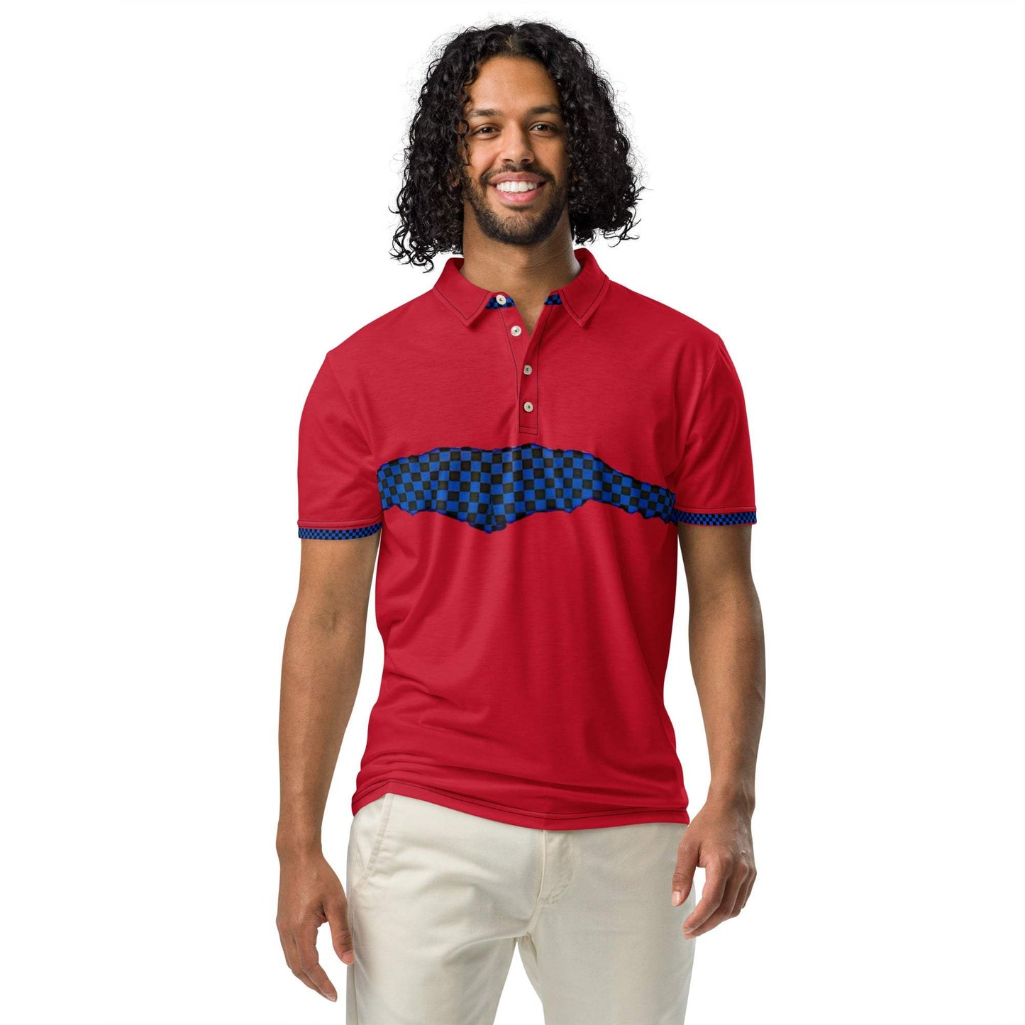 McEnroe Retro Red Blue Check polo - Game Yarns